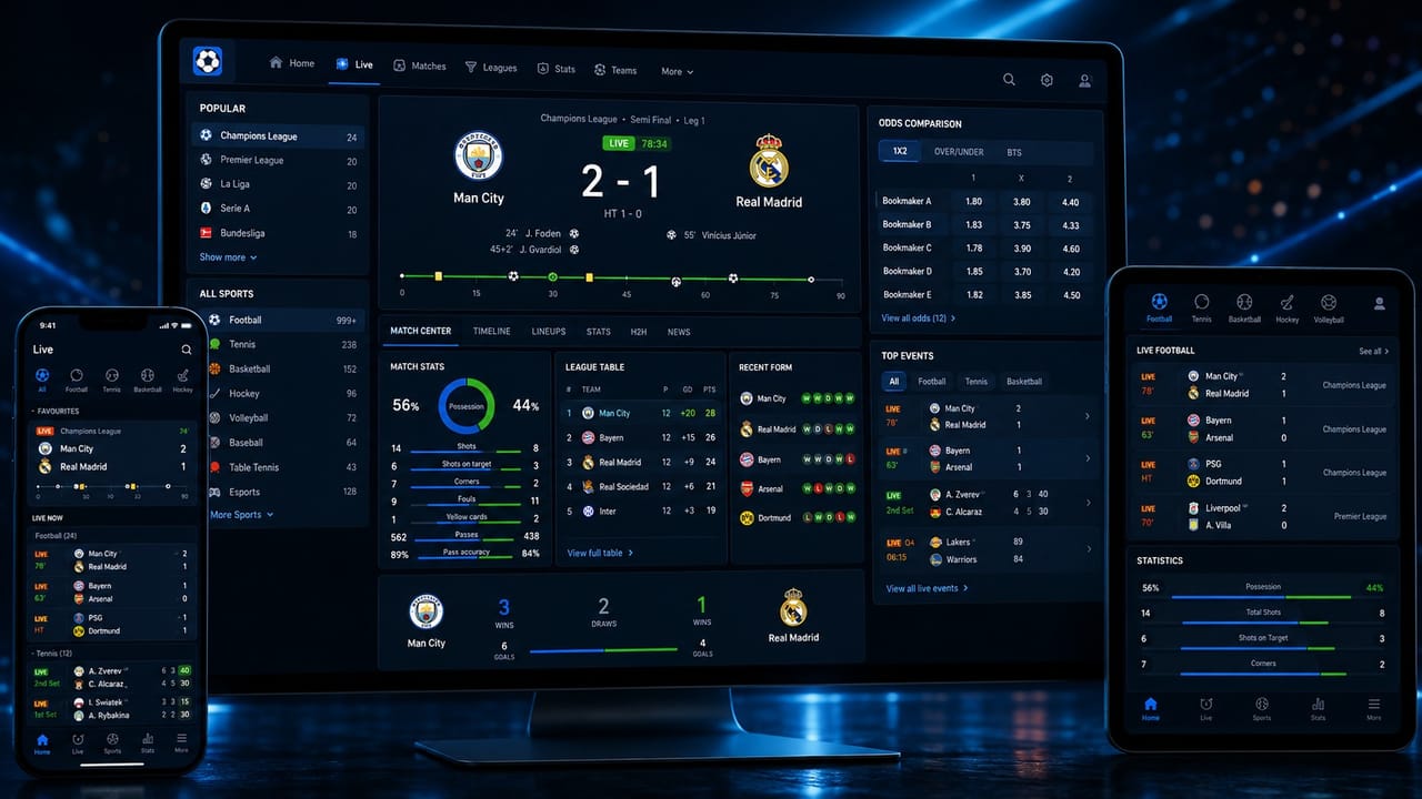 Turnkey Live Score Portal (MyScore Clone)
